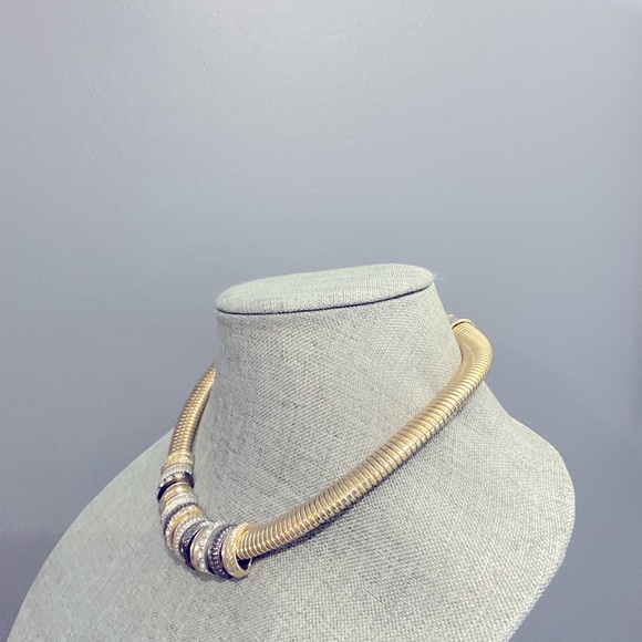 Vintage Gold Tone Snake Chain Chunky Collar Necklace - Picture 5 of 8